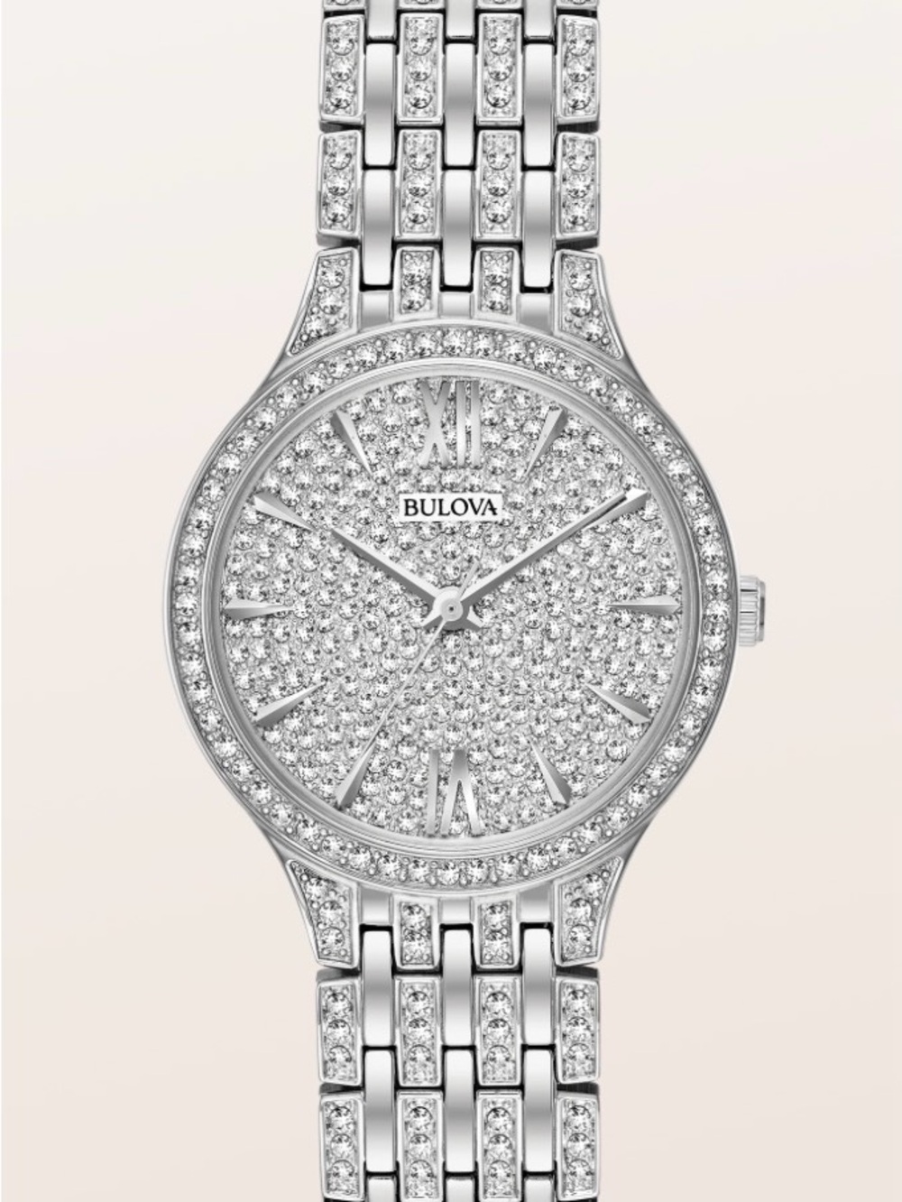 Bulova Silver Crystal Pavé Women's Bracelet Watch